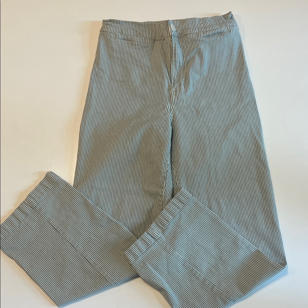 Madewell Blue and White Pinstripe Cropped Pants